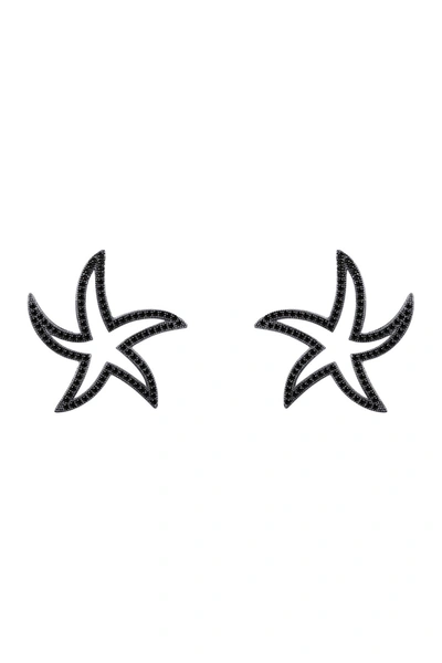 Lafonn Black Rhodium Plated Sterling Silver Glitz Starfish Stud Earrings