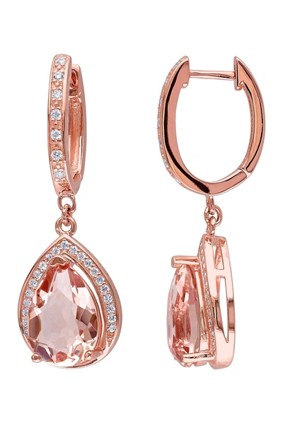 Delmar Cz Pave & Simulated Morganite Earrings In Pink