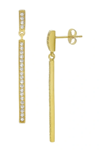 Savvy Cie 18k Gold Vermeil Linear Cz Drop Earrings In Yellow