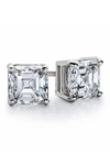 Suzy Levian Sterling Silver Asscher-cut Cubic Zirconia 6mm 2.50 Cttw Stud Earrings In Silver