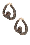 Suzy Levian 14k Rose Gold Plated Sterling Silver Chocolate Cz Twisted Hoop Earrings