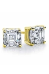 Suzy Levian 14k Gold Plated Asscher-cut White Cz Stud Earrings