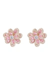 Eye Candy Los Angeles Pave Cz Pink Flower Stud Earrings In Multicolor