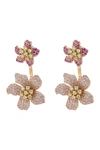 Eye Candy Los Angeles 18k Gold Plated Pink Rose Cz Crystal Earrings In 18k Gold Plated