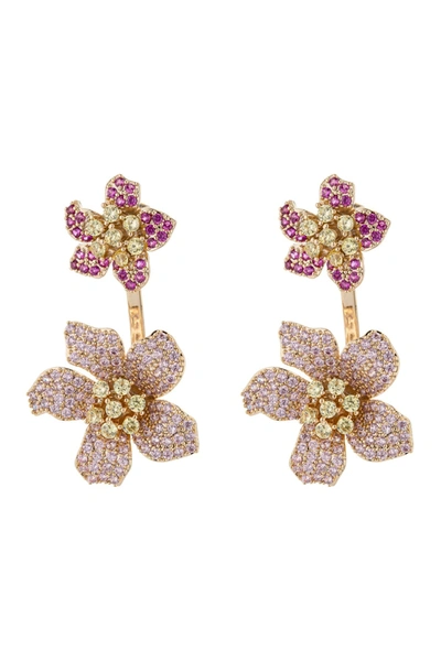 Eye Candy Los Angeles 18k Gold Plated Pink Rose Cz Crystal Earrings