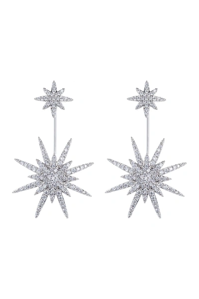 Eye Candy Los Angeles North Star Cz Crystal Drop Earrings In Silver