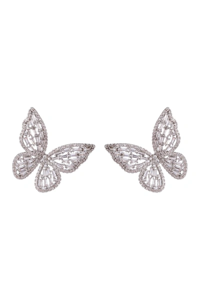 Eye Candy Los Angeles Cz Silver Toned Butterfly Motif Earring