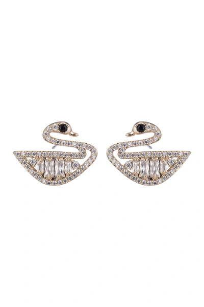 Eye Candy Los Angeles Audrey Swan Cz Crystal Glam Drop Earrings In Gold