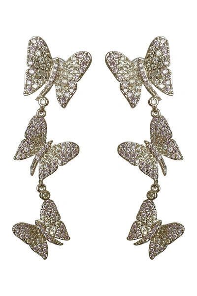 Eye Candy Los Angeles Multi Butterfly Cz Crystal Drop Earrings In Gold