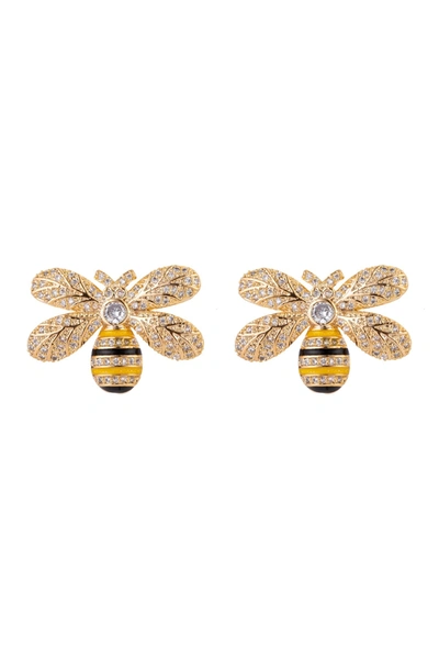 Eye Candy Los Angeles Bee Nice Cz Crystal Stud Earrings In Gold