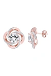 DELMAR 18K ROSE GOLD VERMEIL WHITE TOPAZ SPIRAL EARRINGS,682077725552