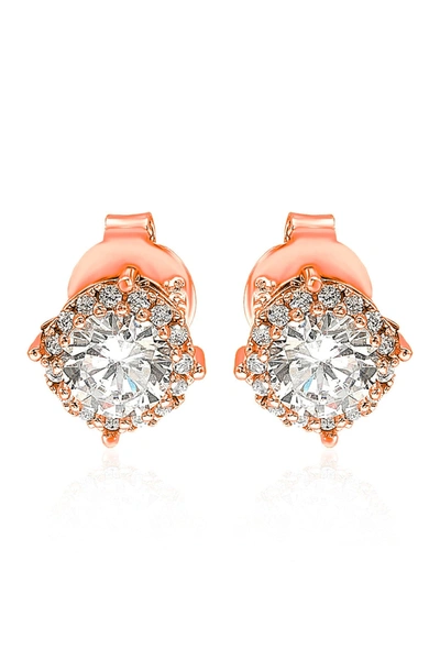 Suzy Levian Rose Sterling Silver Cz Stud Earrings