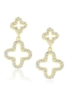 Suzy Levian Cz Clover Drop Earrings In Yellow