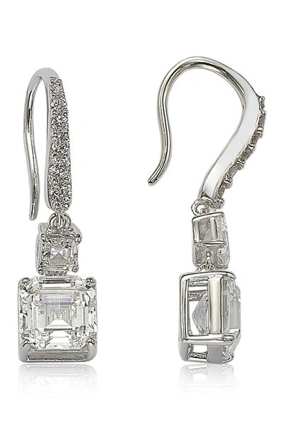 Suzy Levian Sterling Silver Created White Sapphire Drop Earrings