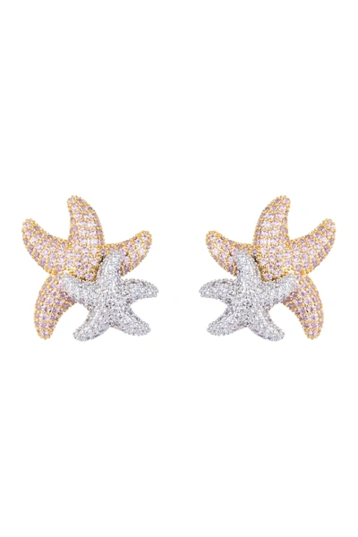 Eye Candy Los Angeles Star Fish Cz Crystal Stud Earrings In Multicolor