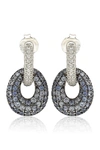 Suzy Levian Sterling Silver Blue & White Sapphire And Diamond Accent Double Oval Dangle Earrings In Blue