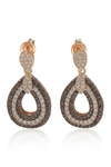 Suzy Levian Pave Cz Teardrop Shape Drop Earrings In Brown
