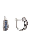 Suzy Levian Sterling Silver Pave Sapphire & Diamond Wavy Huggie Earrings In Blue