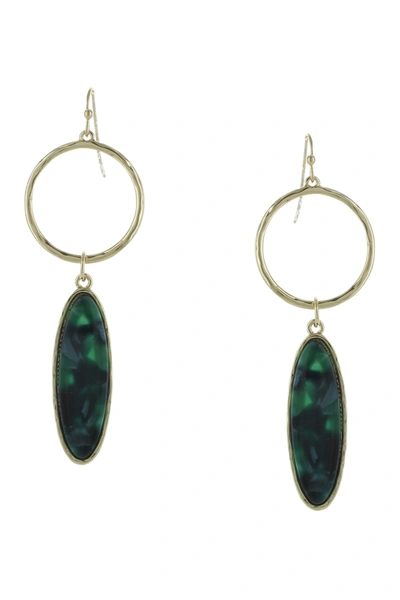 Olivia Welles Deleena Resin Drop Earrings In Gold / Hunter Green