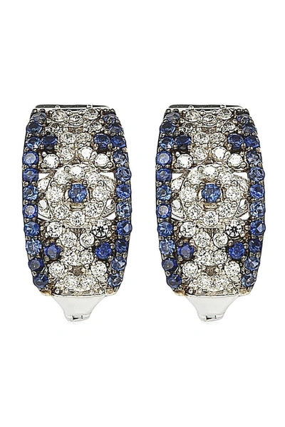 Suzy Levian Sapphire & Diamond Abstract Earrings In Blue