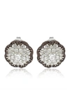 Suzy Levian Sterling Silver Brown Cubic Zirconia Flower Stud Earrings