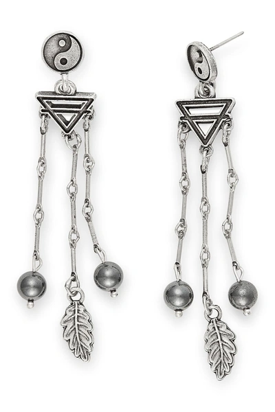 Alex And Ani Yin Yang Chandelier Earrings In Silver