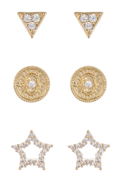 Loren Olivia 14k Yellow Gold Plated Brass Star Angle Stud Earrings