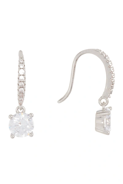 Nordstrom Rack Delicate Round Euro Drop Earrings In Clear- Silver