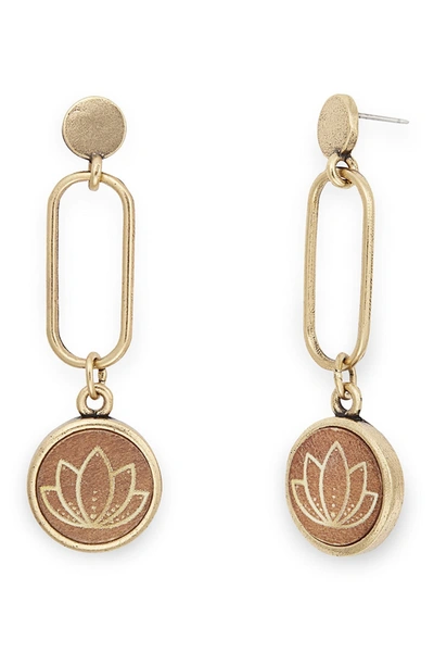 Alex And Ani Lotus Petal Dangle Earrings In Gold