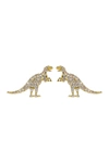 Eye Candy Los Angeles T-rex 14k Yellow Gold Plated Brass Pave Cz Stud Earrings In Gold