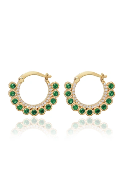 Gab+cos Designs Emerald Diamondette Dot Pave Earrings In Gold