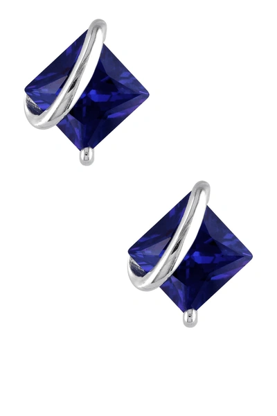 Delmar Sterling Silver Wrapped Created Blue Sapphire Earrings