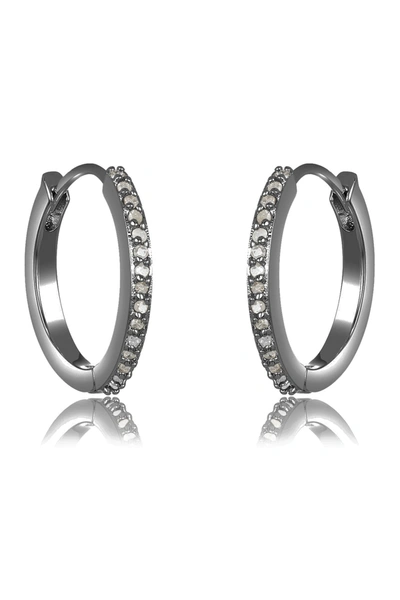 Adornia Fine Black Rhodium Plated Sterling Silver Pave Diamond Huggie Earrings