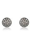 ADORNIA FINE BLACK RHODIUM PLATED STERLING SILVER PAVE DIAMOND DISC STUD EARRINGS,731199496779