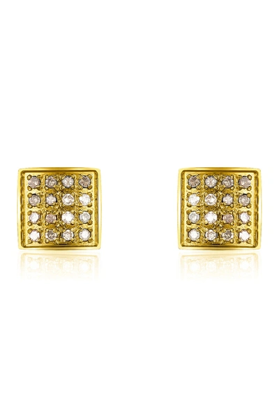 Adornia Fine 14k Gold Vermeil Pave Diamond Square Stud Earrings In Yellow