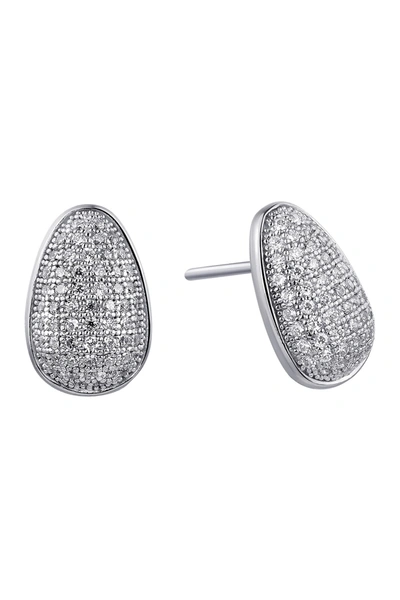 Lafonn Platinum Plated Simulated Diamond Detail Stud Earrings In White