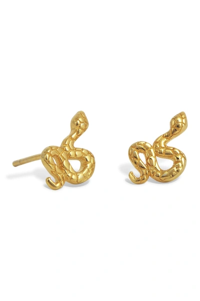 Savvy Cie 18k Gold Vermeil Snake Stud Earrings In Yellow