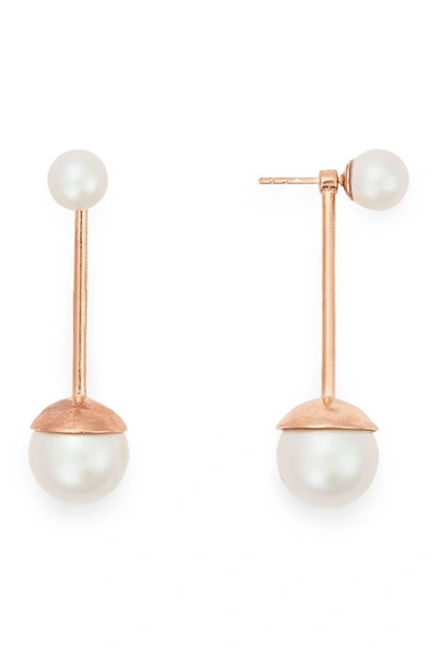 Alex And Ani 14k Rose Gold Plated Sterling Silver Sea Sultry Pearl Jacket Earrings In Rose Gld