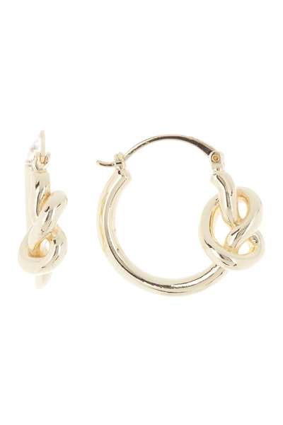 Rebecca Minkoff Gold Plated Brass Twisted Knot Hoop Earrings