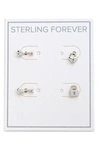 STERLING FOREVER RHODIUM PLATED LOCK & KEY STUD EARRINGS SET,650045897969