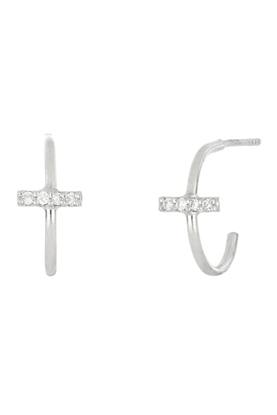 Bony Levy Icon 18k White Gold Pave Diamond Bar Huggie Earrings In 18kw
