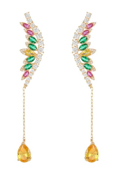 Eye Candy Los Angeles Cz Multi-color Drop Earrings In Multicolor