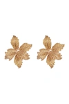 Eye Candy Los Angeles Pave Cz Leaf Cluster Drop Earrings In Gold