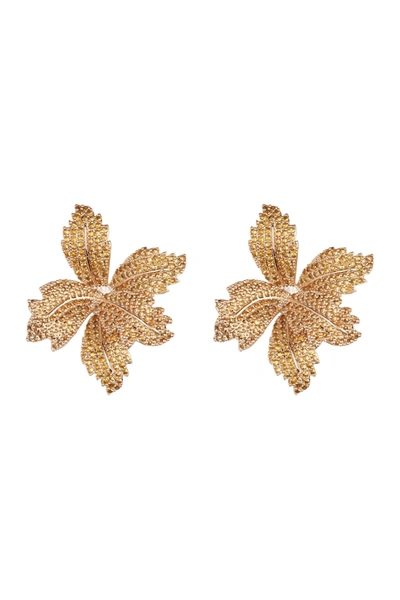 Eye Candy Los Angeles Pave Cz Leaf Cluster Drop Earrings In Gold