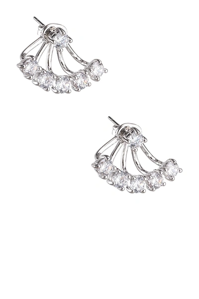 Cz By Kenneth Jay Lane Cz Curved Bar Drop Earrings In Clear-silver