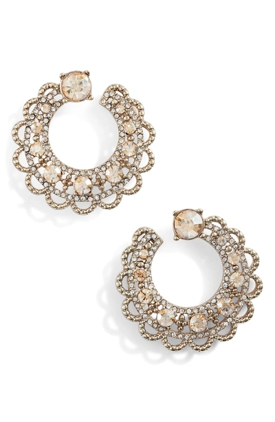 Marchesa Crystal Swirl Hoop Earrings In Gold/ Goldtonal
