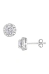 Savvy Cie Sterling Silver Diamond Halo White Sapphire Stud Earrings In White