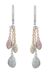 Suzy Levian Tri-tone Sterling Silver White Cz Dangle Earrings In Tri-tone