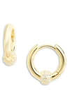 ARGENTO VIVO 18K GOLD PLATED STERLING SILVER CUBIC ZIRCONIA BALL HUGGIE EARRINGS,655789049261