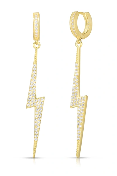 Sphera Milano 14k Gold Plated Sterling Silver Cz Lightening Bolt Huggie Earrings In Yellow Gold